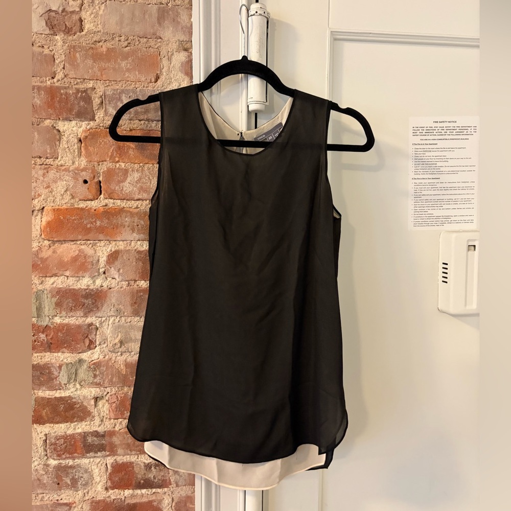 Vince Black and Cream Layered Top